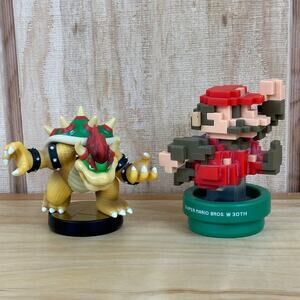 Nintendo Amiibo Super Mario 30th Anniv 8-Bit Figure & Bowser Super Smash Bros